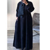 WINTER RIBBED ABAYA WITH TWO POCKETS DARK NAVY