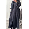 OPEN STYLE CORDUROY RIBBED ABAYA DARK GREY