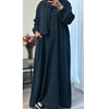 WINTER RIBBED ABAYA WITH TWO POCKETS TEAL BLUE