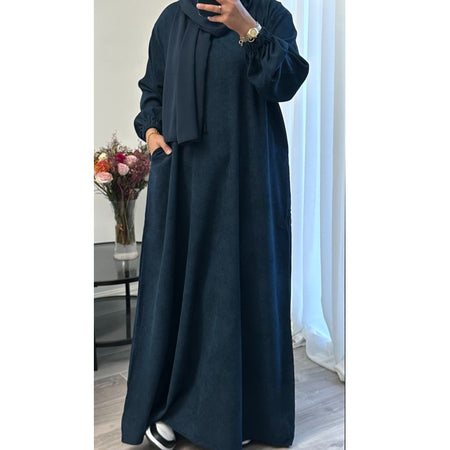 BLACK OPEN LINEN ABAYA