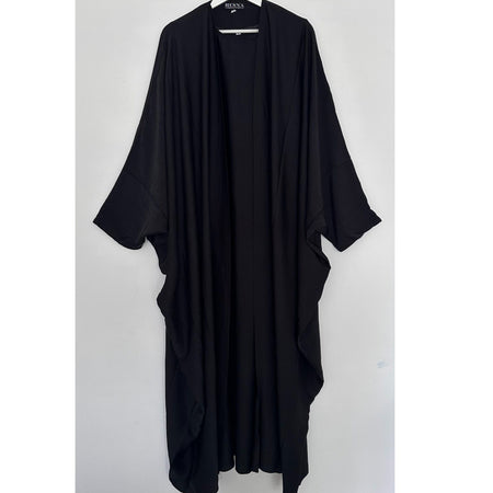 WINTER RIBBED ABAYA WITH TWO POCKETS FOREST GREEN