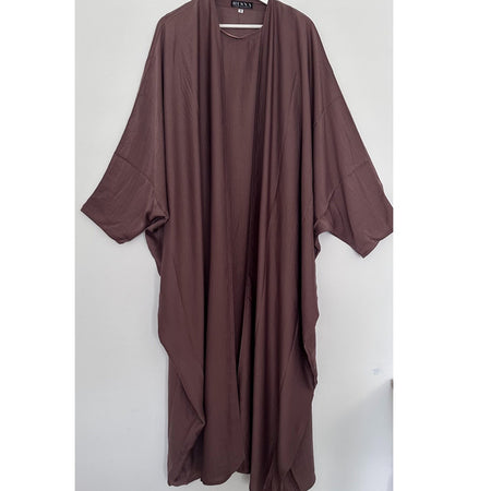 WINTER RIBBED ABAYA WITH TWO POCKETS DARK GREY