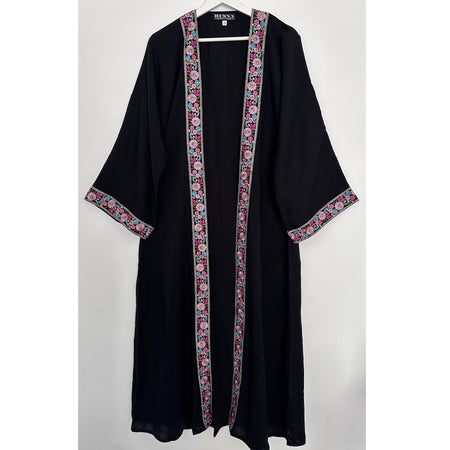 BLACK EMBELLISHED UMBRELLA CUT ABAYA