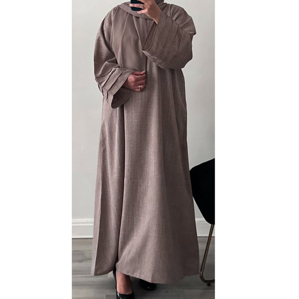 LINEN ABAYA LIGHT OAK WITH TWO POCKETS