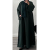 LINEN ABAYA FOREST GREEN WITH TWO POCKETS