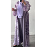 4 PIECE MARBLE PRINT ABAYA LILAC