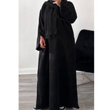 CORDUROY CLOSED 2 POCKET ABAYA BLACK