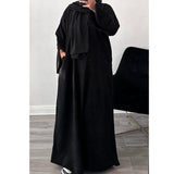 CORDUROY CLOSED 2 POCKET ABAYA BLACK