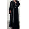 LUXE WHITE BEADED OPEN ABAYA WITH BUTTONS