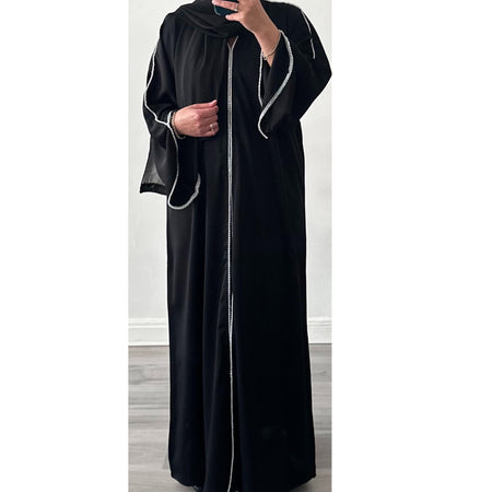 BLACK EMBELLISHED UMBRELLA CUT ABAYA