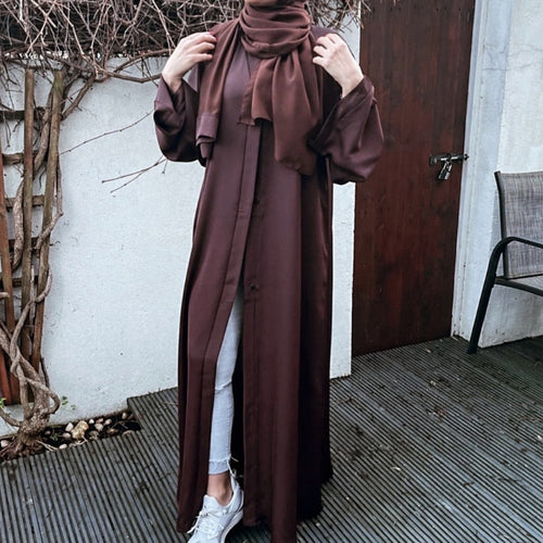 OPEN ABAYA DARK BROWN