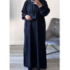 WINTER RIBBED ABAYA WITH TWO POCKETS DARK NAVY