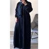 WINTER RIBBED ABAYA WITH TWO POCKETS DARK NAVY