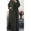 WINTER RIBBED ABAYA WITH TWO POCKETS OLIVE