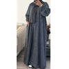 WINTER RIBBED ABAYA WITH TWO POCKETS GREY