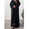 LUXE BLACK OPEN BEADED ABAYA WITH BUTTONS