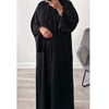 LUXE BLACK OPEN BEADED ABAYA WITH BUTTONS