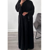 LUXE BLACK OPEN BEADED ABAYA WITH BUTTONS