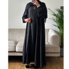 4 PIECE ELASTIC CUFFED SLEEVE ABAYA BLACK