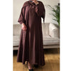 4 PIECE ELASTIC CUFFED SLEEVES ABAYA SET BROWN