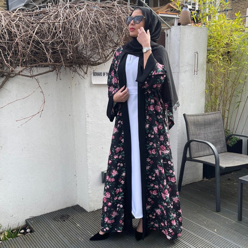 FLORAL PRINT KIMONO BLACK