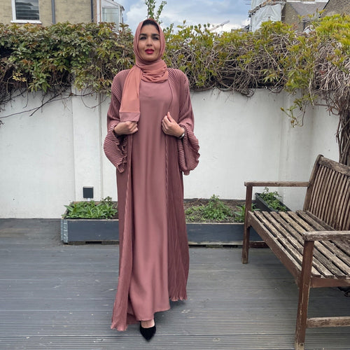 PLEATED ABAYA SET MOCHA