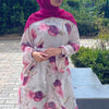 FLORAL MIX SILK DRESS PLUM