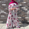 FLORAL MIX SILK DRESS PLUM