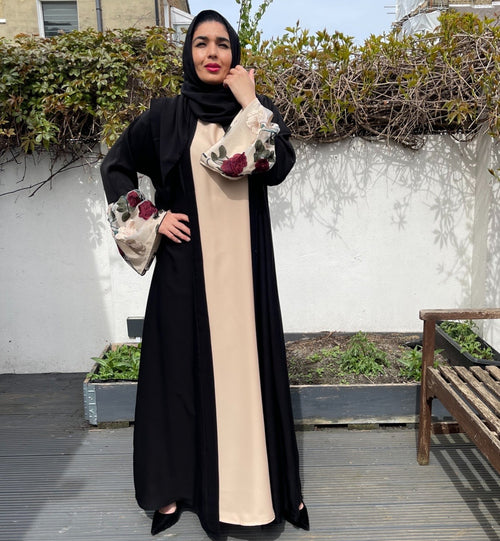 FLORAL BLOSSOM ABAYA BLACK/CREAM